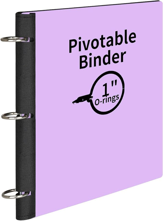 360° Pivotable 3 Ring Binder, Soft 1 inch Binders 3 Ring, Flexible Thin Soft Three Ring Binder Fits 8.5" x 11", for Home, School and Office-Purple