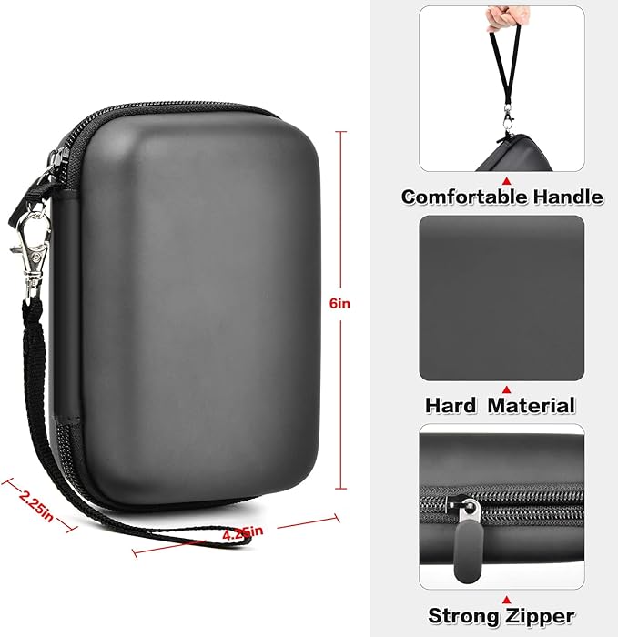 PAIYULE Hard Carrying Case for Phomemo D30 D35 Label Maker, Label Printer Case for Nelko P21, for NIIMBOT D110 D11, for Marklife P11 P12, for SUPVAN E10, Protective EVA Storage Bag with Mesh Pocket