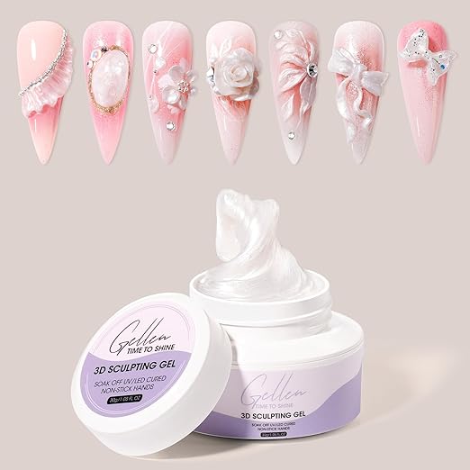Gellen 30g White UV Cured 3D Sculpting Nail Gel – Professional Non-Sticky Nail Art Gel for Creative Molding