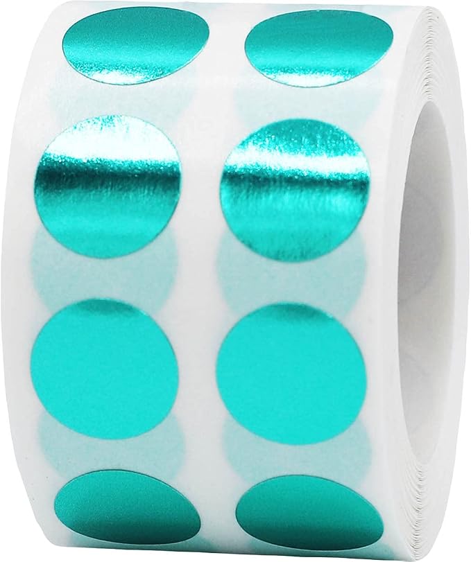 Metallic Green Circle Dot Stickers, 1/2" Inch, 1000 Labels per Roll - Ideal for Organizing, Decorating, Labeling and Crafting in Homes, Schools, and Office Use