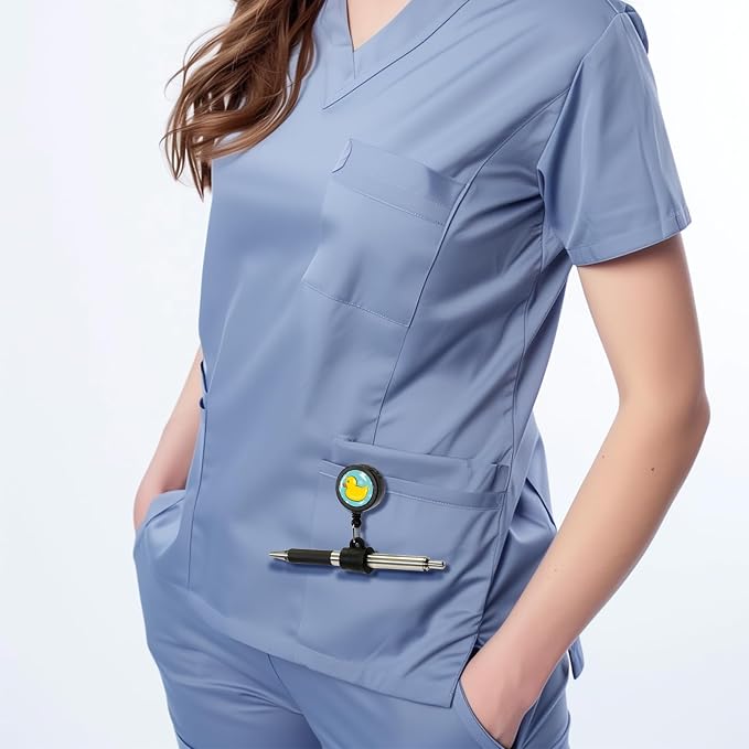 Better Labz EZ PEN Retractable Pen Reel for Nurses, Teachers, Waitresses, Carpenters, Construction Workers, Contractors & Pros (Non-stop Duck)