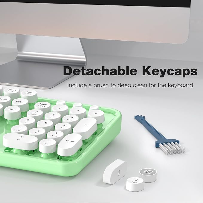MOFII Wireless Keyboard and Mouse Combo, 2.4GHz Full Size Typewriter Keyboard Round Keys, USB Receiver for Laptop, PC, Desktop, Windows (Green White)