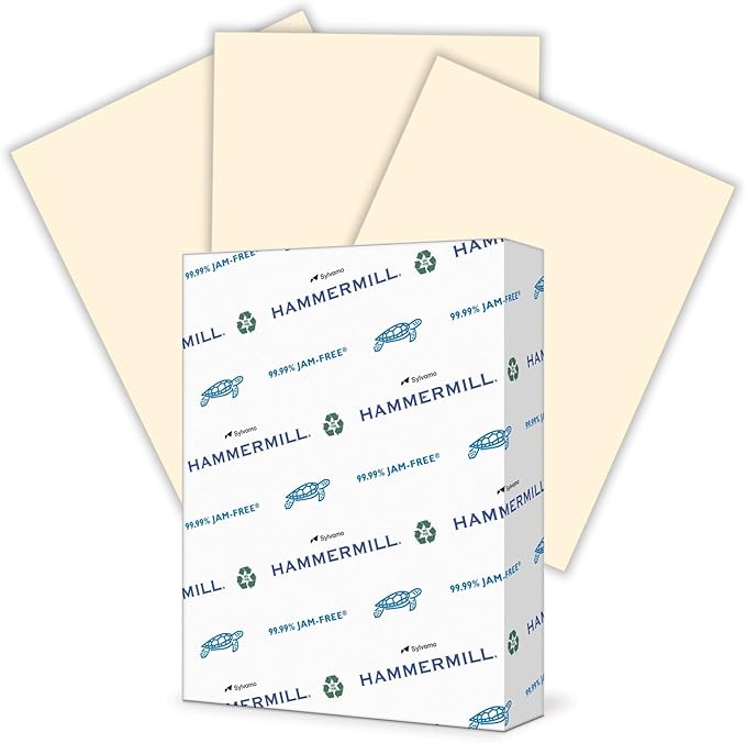 Hammermill Colored Paper, 24 lb Ivory Printer Paper, 8.5 x 11 - Made in the USA, Pastel Paper, 104406R - 1 Ream (500 Sheets)