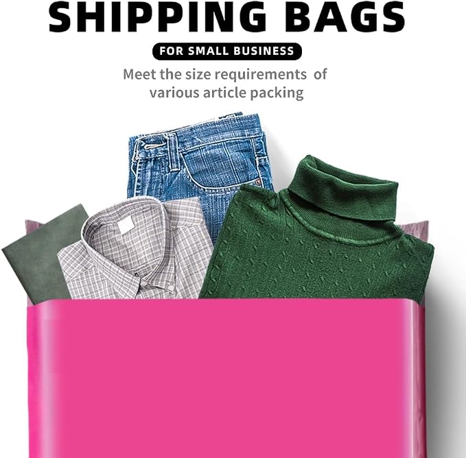 POLYSELLS 50 pcs 14.5x19 Inches Pink Poly Mailers Shipping Envelopes, Strong Adhesive Sealing, Waterproof, and Tear-resistant Postal Mailing Bags for Clothing and Accessories