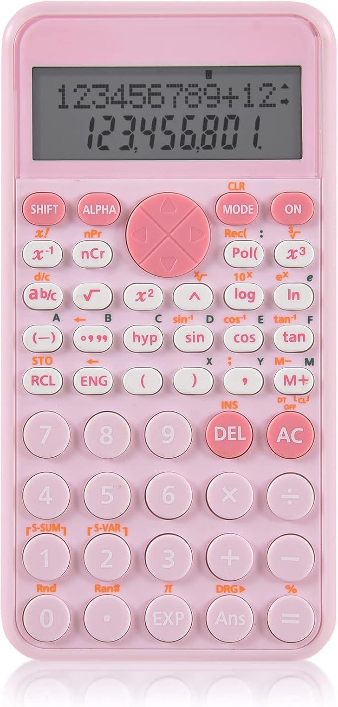 EooCoo 2-Line Standard Scientific Calculator, Portable and Cute School Supplies, Pink Office Desk Accessories, Suitable for Primary School to College Student Use