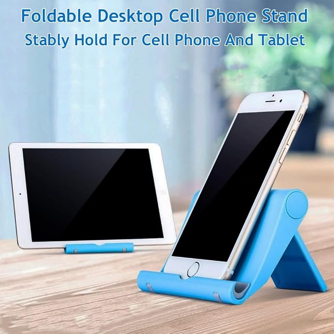 Cell Phone Stand 2 Pack, Desktop Holder for Phones & Tablets (2, Blue+Pink)