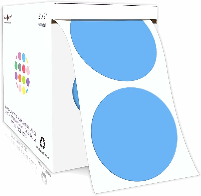 PARLAIM 2” Color Coding Labels Circle Dot Stickers,500 per Roll Round Permanent Adhesive Color Coding Dot Stickers for Inventory Office Home