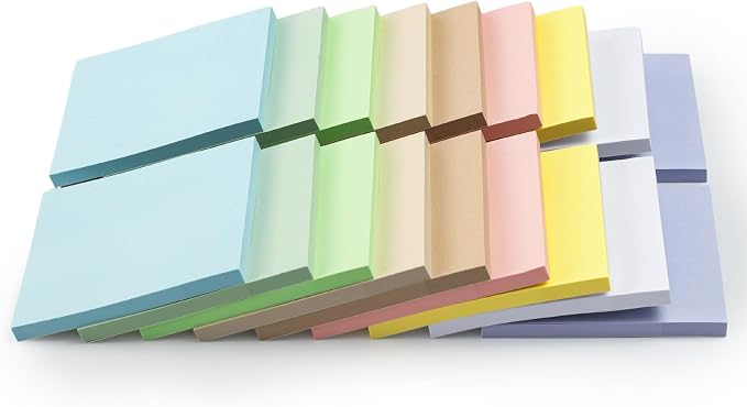M&G 18 Pads Sticky Notes 3x3 Inch, Self Sticky Notes 9 Soft Pastel Colors, Easy to Stick Self-Stick Note Pads, Office and School Supplies for Home, Desk, and Notebook Use, 50 Sheets/Pad