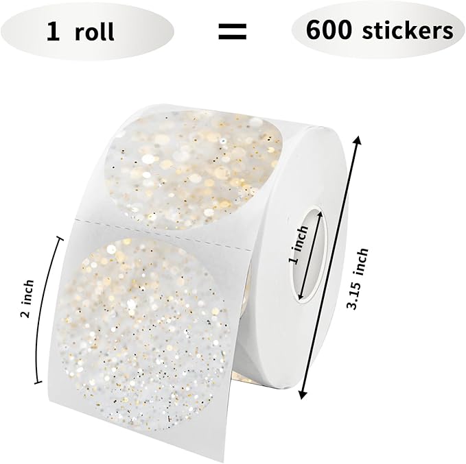 2 Inch Gray Round Thermal Sticker Labels, Self-Adhesive Circle Direct Thermal Label, Multi-Purpose Roll Sticker Labels for DIY Logo Design, QR Code, Name Tag（ 600 Labels，1 Roll）