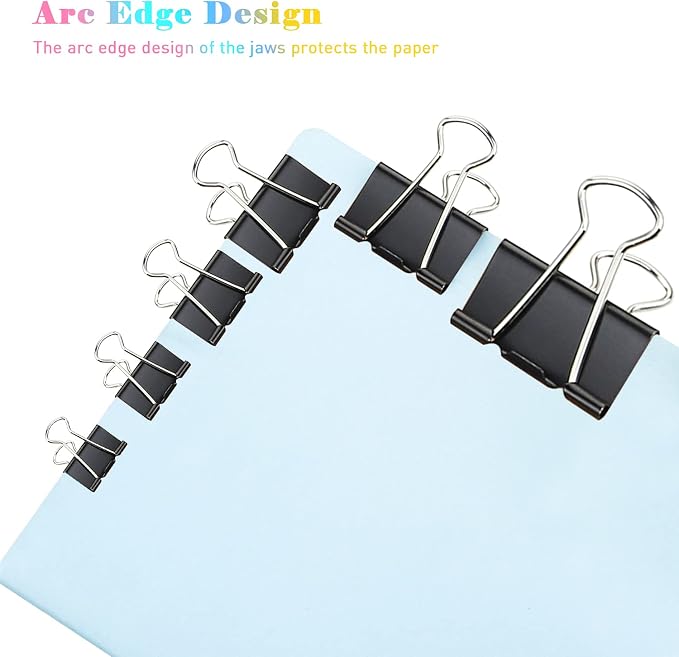 Small Binder Clips, 96 Pack, 3/4 Inch, Standard 19mm, Black, Capacity 0.31 Inch, Fold Clamp, Paper Clips, Office Clips, School & Home Use