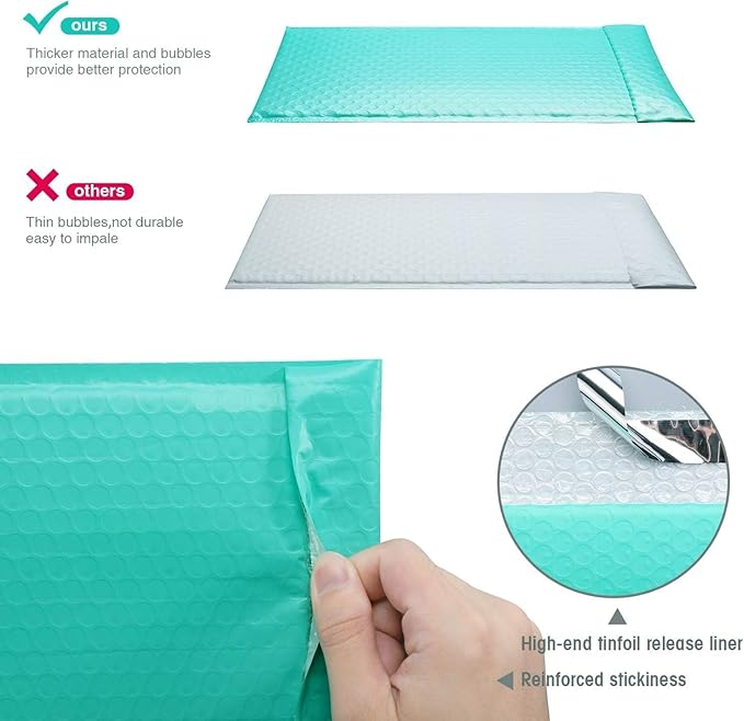 GSSUSA Teal Bubble Mailers 6x10 Small Padded Envelopes 1000 Pack,Strong Adhesion Shipping Mailer Self-Seal Bubble Envelopes for Small Business