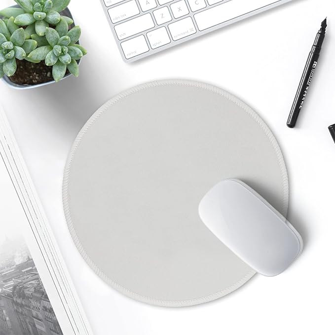 Hsurbtra Mouse Pad, Premium-Textured Small Round Mousepad 8.7 x 8.7 Inch Gray, Stitched Edge Anti-Slip Waterproof Rubber Pretty Cute Computer Mat for Office Home Gaming Laptop Men Women Kids