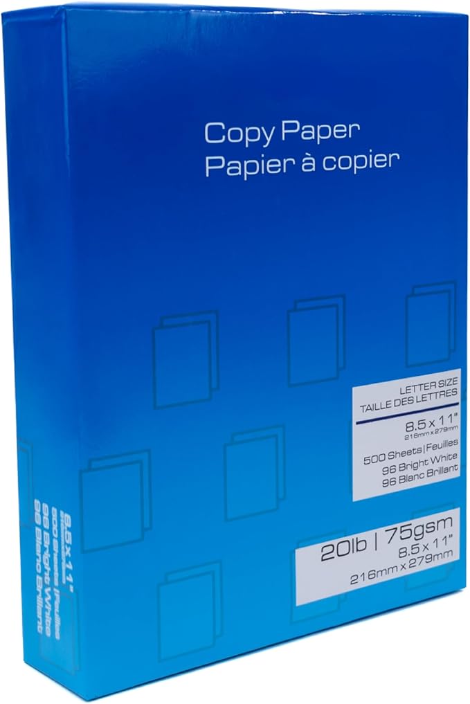 PSBM Multipurpose Copy Printer Paper, 8.5 x 11 Inch 20 Reams 10000 Sheets | 96 Brightness White US Letter Size for Office, School & Home Use