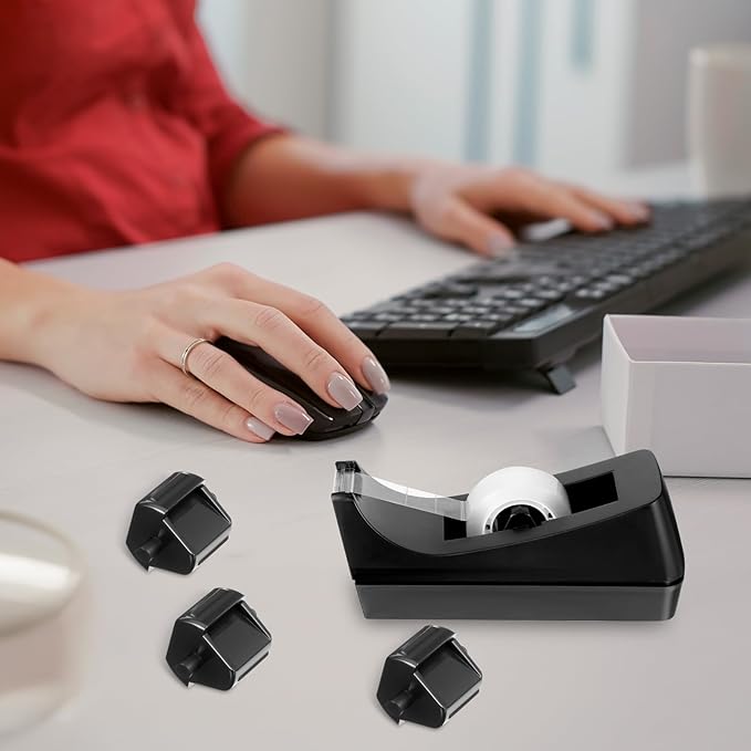 Tape Dispenser Replacement Core 12 Pcs Small Plastic Allocator Roll for 1Inch Transparent Tape School Office Home Supplies (Black)