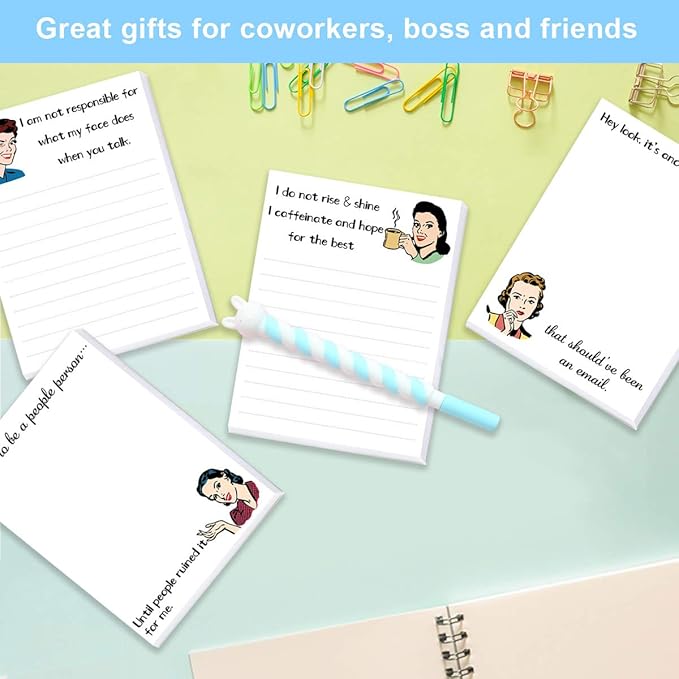 Fancy Land Funny Notepads for Women Sarcastic Work Notepad Novelty Memo Pad To Do List for Adults Coworkers Colleague Office Supplies 4Pcs