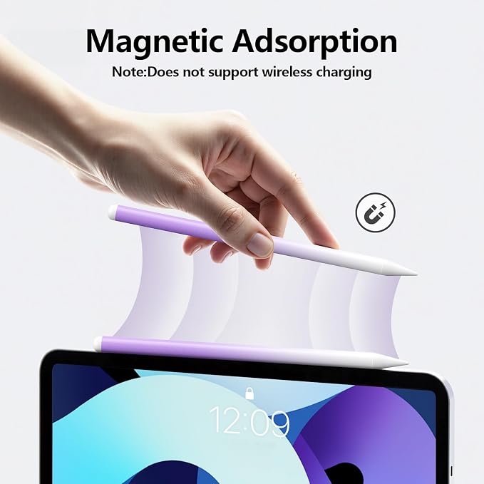 Stylus Pen for iPad 6-11th Gen 2X Fast Charge, Palm Rejection-White Purple | Tilt Sensitivity, USB-C Charge, Compatible with 2018-2026 Apple Pencil iPad Pro 11/12.9/13, Air 3/4/5/M2/M3/M4, mini 5/6/7