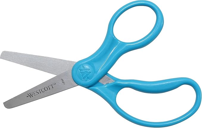 Westcott 13130 Right- and Left-Handed Scissors, Kids' Scissors, Back to School, Classroom Supplies, Ages 4-8, 5-Inch Blunt Tip, Assorted