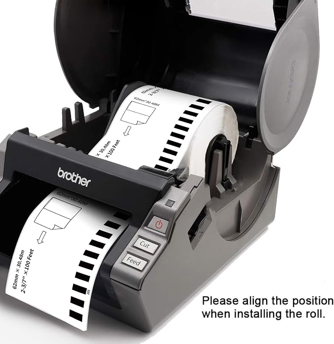 (12 Rolls + 1 Frame,30.48m Per Roll 3-Proof) Labelebal Dk 2-3/7" x 100' Direct Thermal Continuous Length Labels Replacement for DK-2205 Shipping Mailing Postage Compatible for Brother QL Printer