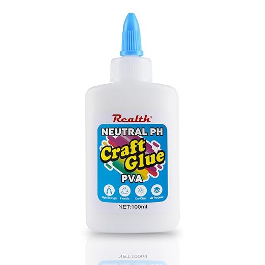 PVA Glue for Crafts, Dries Clear, PH Neutral Adhesive 3.38 Fl Oz | Paper Mache, Fabric, DIY Projects & Scrapbooking – Acid-Free, Flexible, Strong Bond