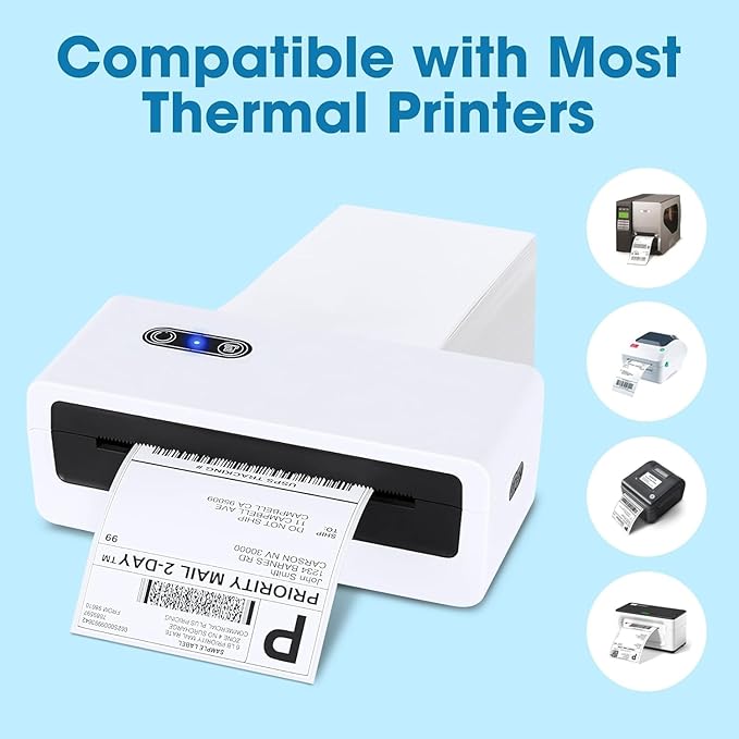 Fuxury Thermal Labels 4x6 4000 Labels Fanfold Direct Shipping Label with Perforated and Strong Adhesive Mailing Stickers Paper Thermal Printer Sticker for Most Printer Shipping Supplies