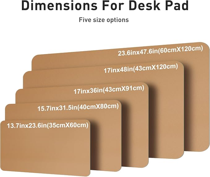 Aothia Faux Leather Desk Mat, Waterproof Desk Pad (Khaki, 48" x 17") | One large surface for your keyboard, laptop and mouse, reducing desktop clutter without a separate mouse pad