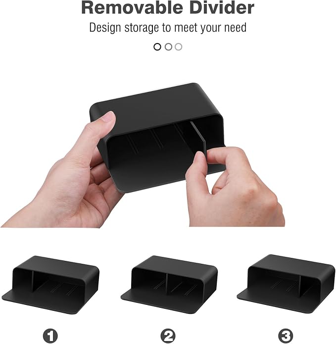 MoKo Magnetic Pen Holder Set, 3-Pack with Eraser, Black | Magnetic dry erase marker holder set has one large divided organizer, two small holders and one eraser.