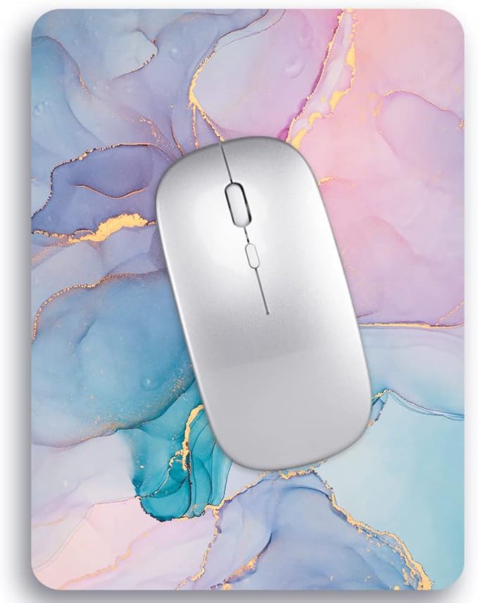 Audimi Small Mouse Pad 6 x 8 Inch, Mini Mouse Pad Thick for Laptop Wireless Mouse Home Office Travel, Portable & Washable (Colorful Marble)