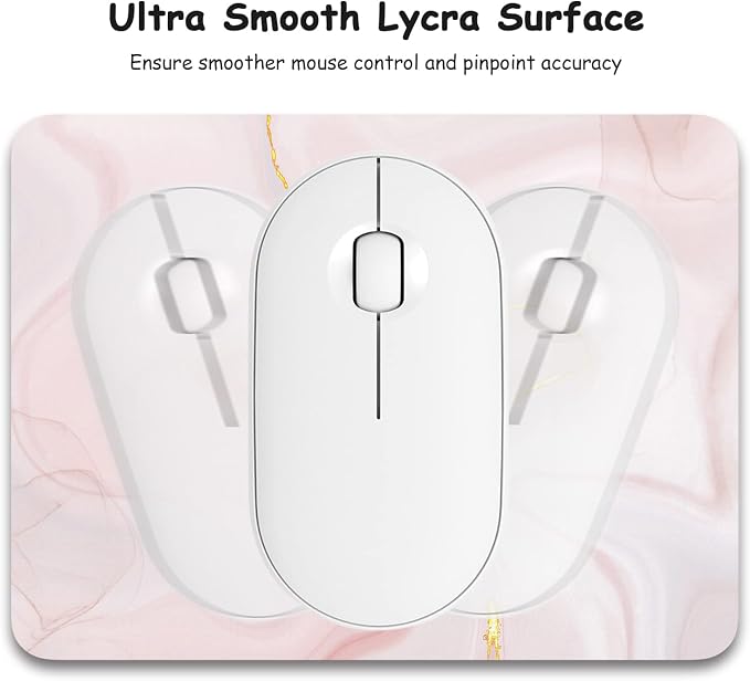 Dapesuom Small Mouse Pad, 6 x 8 Inch Thick Rubber Premium-Textured Non-Slip Portable & Washable Mini Mouse Mat for Women Men Wireless Laptops Keyboard Tray Gaming Work Travel, Elegant Pink Marble