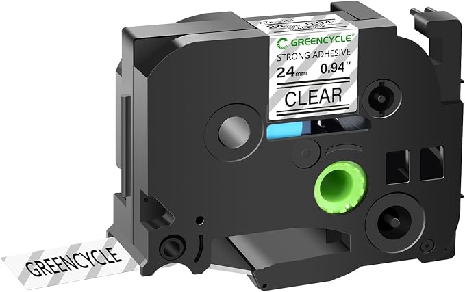 GREENCYCLE Extra Strength Label Tape TZe-S151 24mm 0.94" Laminated Clear Compatible for Brother P-Touch TZeS151 TZ-S151 TZe TZ 1 inch Black on Clear Label Tape for PT2730 PT9600 PTH500LI, 20 Pack
