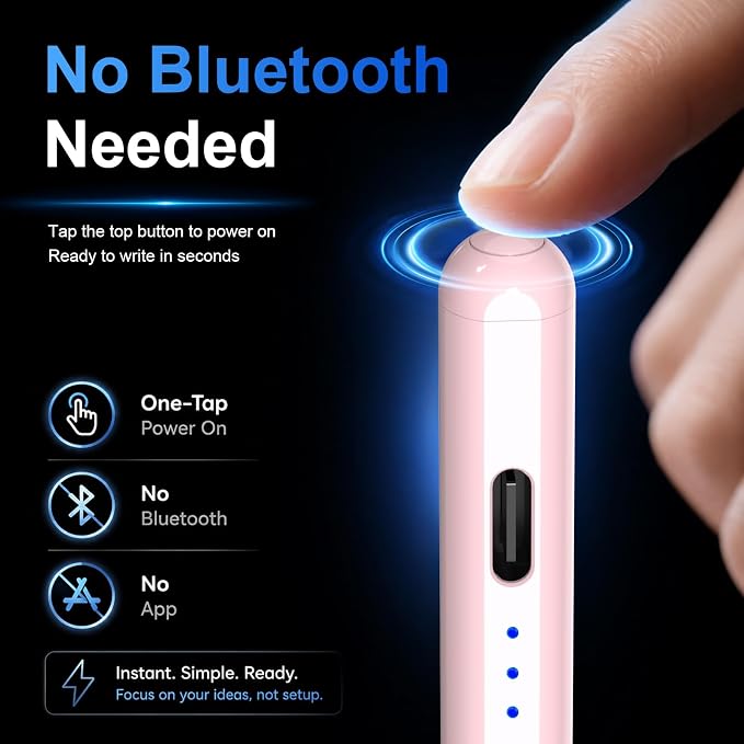 Stylus Pen for Apple iPad 2018-2026 for Note Drawing Pink White | 15Min Fast Charge iPad Pencil with High Precision, Tilt Sensitivity, Palm Rejection on iPad 6-11/Air/Pro/Mini, No Pairing