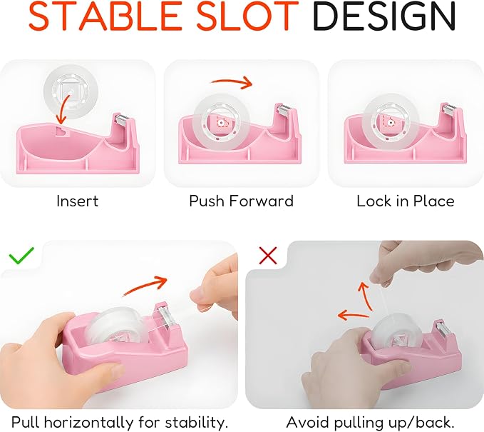 Lightweight Desktop Tape Dispenser, 6 Rolls Tape, 1-Inch Core | Transparent Tape Holder with Stable Non-Skid Base, 0.71 in x 1000 in Each Roll, for Office, Home & School Use
