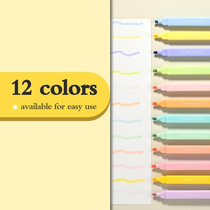 12Pcs Aesthetic Bible Pastel Highlighters and Pens no bleed Cute Highlighters Double Ended Highlighter for and Office Journal