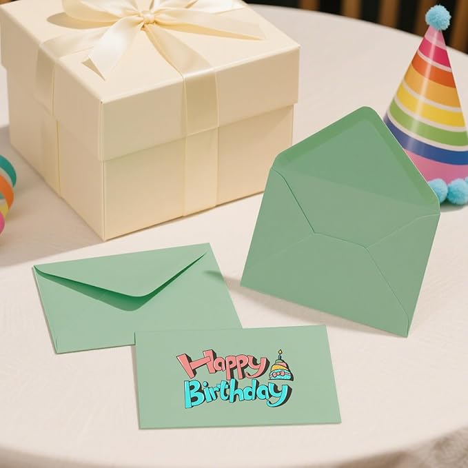 A7 Envelopes 100 Pack Sage Green Envelopes 5x7 V-shaped Flap, Suitable for 5x7 Photos, Cards, Weddings, Invitations, Announcements, Baby Gifts 5.25 "x 7.25" (Sage Green)
