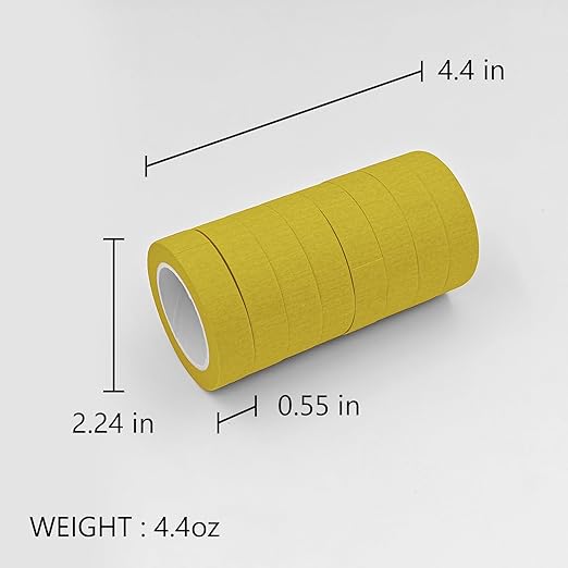 8PCS Colored Masking Tape - Yellow Painters Tape, Tape for Kids Art Supplies, Great for Crafts, Labeling, DIY Decorative, 1/2 Inch Colored Tape Rolls- Tiny Size