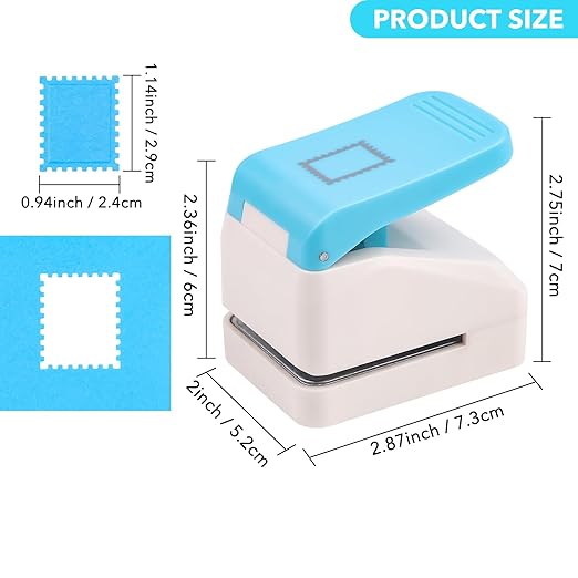 2 Pcs Stamp Punches, Postage Stamp Punch, 1X0.8 inch & 1.1X0.9 inch Embossing Stamps Hole Punch, Portable Lever Paper Puncher, Crafts Punches for Scrapbooking Paper Crafting DIY Projects