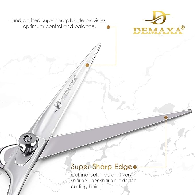 6.5" Premium Hair Scissors Professionally Sharp Barber Shears - High Carbon Steel Hair Cutting Scissors with Smooth Sharp Edge Blades - Hair Trimming Shears for women Salon & Personal Use