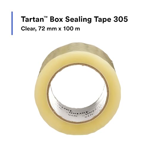 3M Tartan Box Sealing Tape 305, Clear, 2.83 in x 109.36 yds (72 mm x 100 m) | 24 Rolls Case, Light Duty, Durable