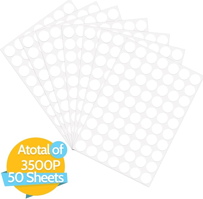 3500 Dot Stickers, 3/4 inch White Coding Labels, Circle Stickers for Office & Classroom