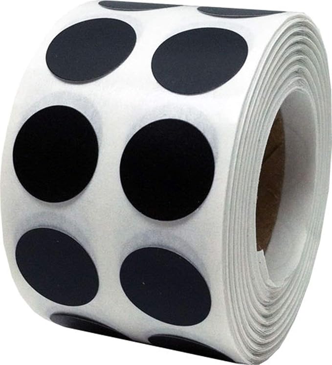 Black 1/2" Inch Round Adhesive Labels 1,000 Color Coding Dot Stickers for Efficient Inventory Management, Crafting Projects, and Organizational Tasks in Offices, Schools, and Homes