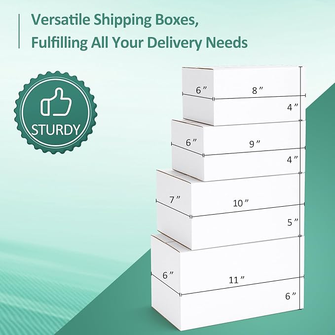 Eupako 28 Pack Small Shipping Boxes Assorted Sizes, White Corrugated Box Mailers, 8x6x4 &9x6x4 & 10x7x5 & 11x6x6 7 PCS Each Small Boxes, Cardboard Boxes for Packaging Small Business, Mailing