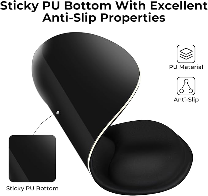 EooCoo Ergonomic Mouse Pad with Gel Wrist Rest Support, Middle Concave Design for Natural Wrist Alignment, Non-Slip Base Mousepad for Laptop, Computer, Office Desk Accessories, Carpal Tunnel Syndrome