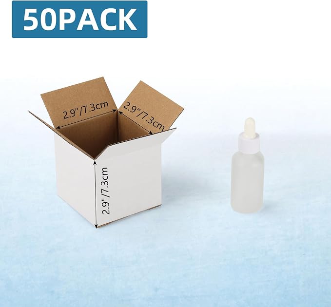 50-Pack Shipping Boxes 3x3x3 Inches, White | Corrugated Cardboard Box for Business Packing, Shipping, and DIY, Easy to Fold and Assemble