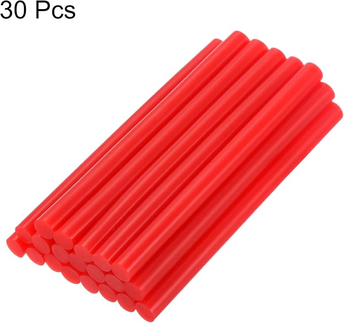 uxcell 30pcs Mini Hot Glue Gun Sticks 4-inch x 0.27-inch High Sticky Small Hot Glue Sticks for Glue Gun, Red