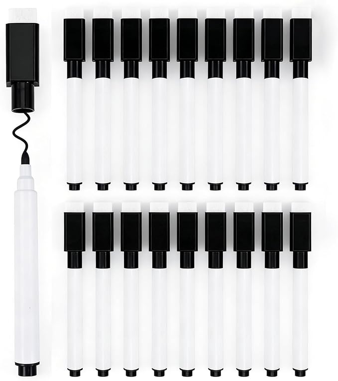 26 Pcs Black Magnetic Dry Erase Markers, Small Dry White Board Markers Fine Point Tip Nwith Eraser Cap for Teachers Office School Supplies