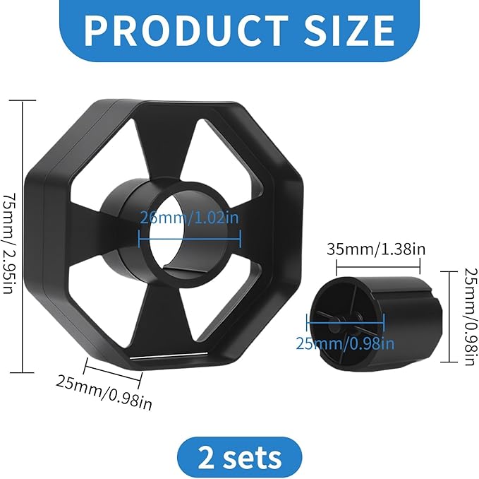 Tape Dispenser Replacement Core Set, 1" and 3" Plastic Tape Roll Insert, Black Tape Dispenser Core for Shop, Office, and School, Durable Spare Parts for Easy Tape Dispensing and Replacement