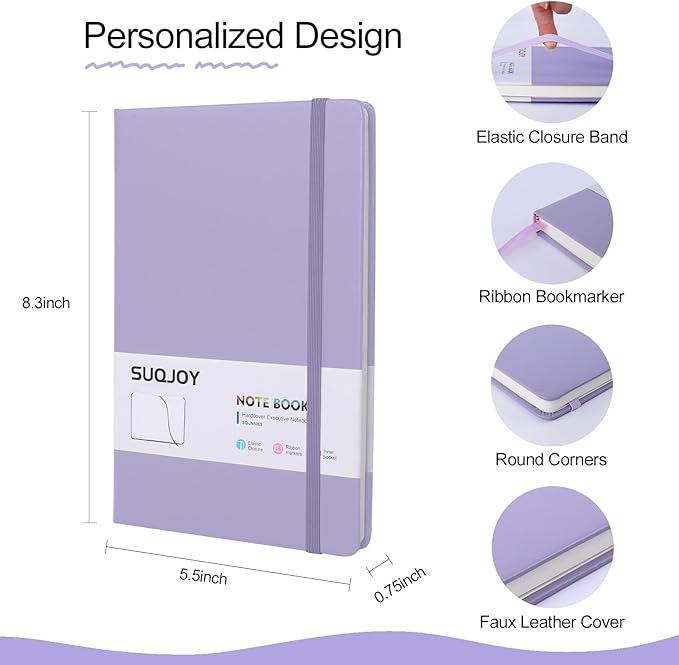 Lined Journal Notebooks for Writing, 100 GSM Thick Paper, 1 Pack Hardcover Notebooks, A5 College Ruled Notebook, Journaling Notebook for School/Travel/Office (Purple- 1 Pack)