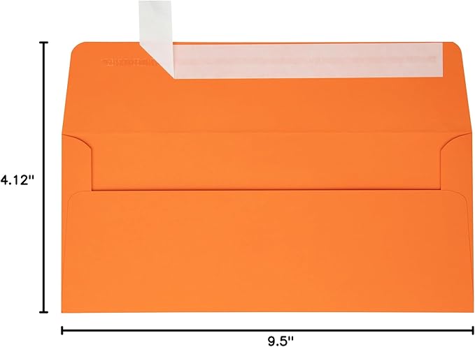 LUXPaper #10 Business Envelopes | Peel & Press | 4 1/8" x 9 1/2" | Mandarin Orange | 80lb. Text | 1,000 Qty