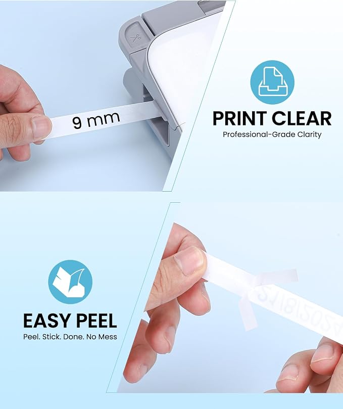TZe-221 TZ Tape 9mm 0.35 Laminated White Compatible with Brother P Touch | Label Tape 3/8 Inch TZ TZe221 Compatible with PT-D200 1280 1180 1830 Label Maker Tape Refills, 8m (26.2 ft), 4 Pack