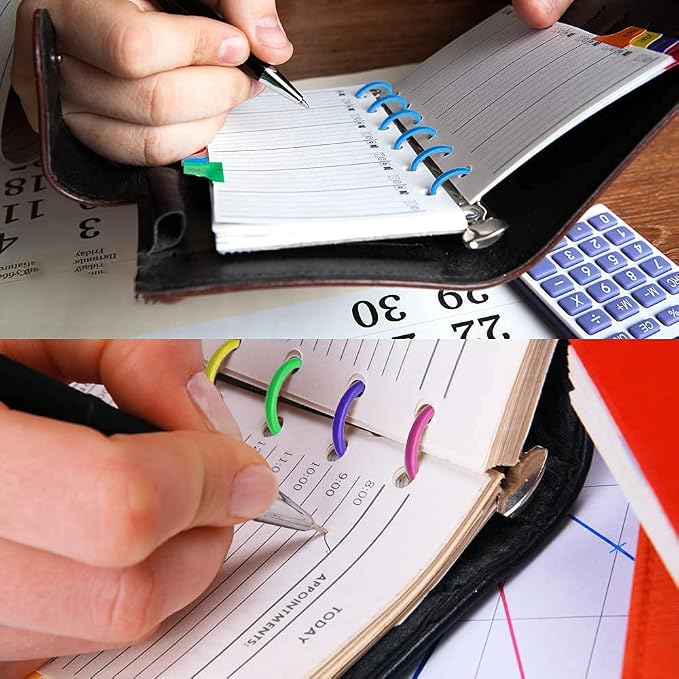 Plastic Binder Rings 1 Inch, Flexible Loose Leaf Book Rings, Colorful Keychain Clips for Index Cards, Scrapbooks, Word Cards and Documents (140 Pack)