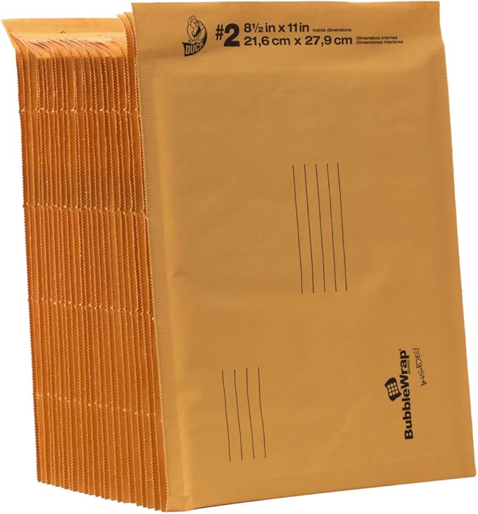 Duck Brand Kraft Bubble Mailers, #2 - 8.5 x 11 Inches, 25-Pack (394492)